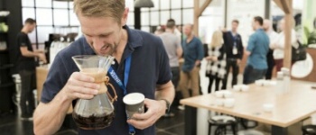 Happy barista at the Melbourne International Coffee Expo